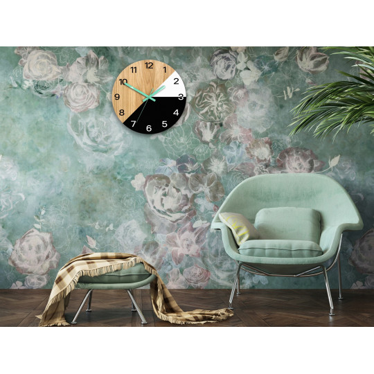 Ceas de perete din lemn Texas mentă 33 cm Silent