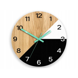 Ceas de perete din lemn Texas mentă 33 cm Silent