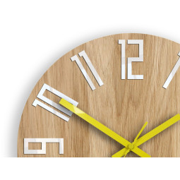 Ceasuri de perete din lemn SLIM unice galbene 33 cm