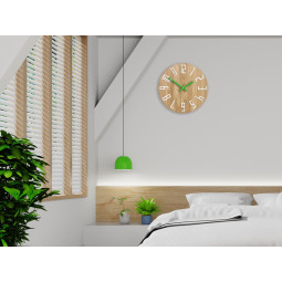 Ceas de perete din lemn SLIM unic verde 33 cm