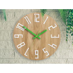 Ceas de perete din lemn SLIM unic verde 33 cm