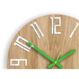 Ceas de perete din lemn SLIM unic verde 33 cm