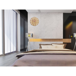 Ceas de perete din lemn clasic SLIM roz de 33 cm