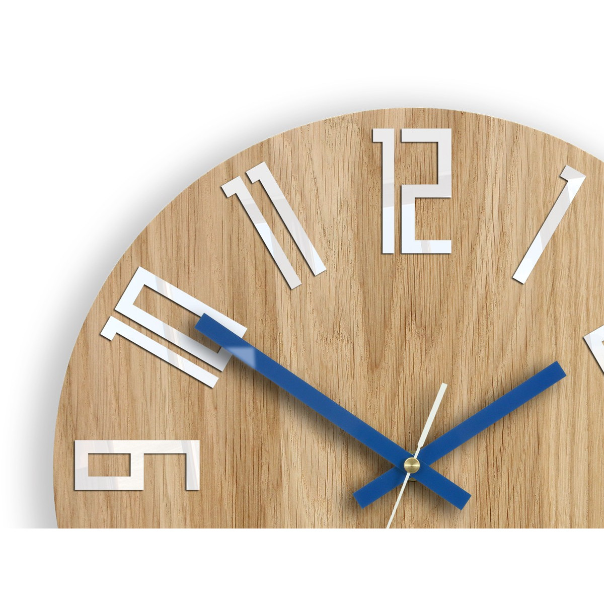 Cadran de perete din lemn modern SLIM albastru 33 cm