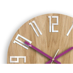 Ceas de perete din lemn SLIM violet 33 cm