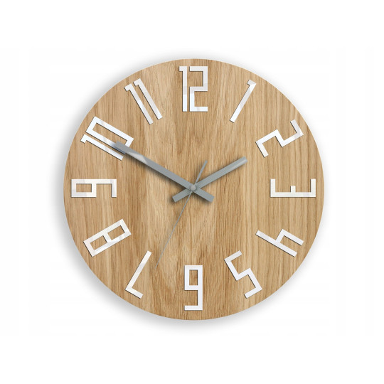 Ceas de perete din lemn SLIM alb-gri 33 cm