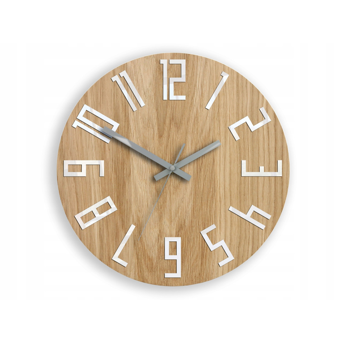 Ceas de perete din lemn SLIM alb-gri 33 cm