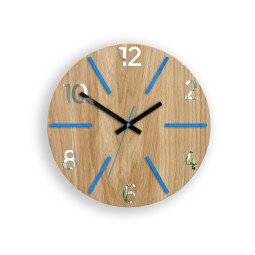 Ceasuri din lemn atemporale AKSEL MIRROR - albastru 33 cm