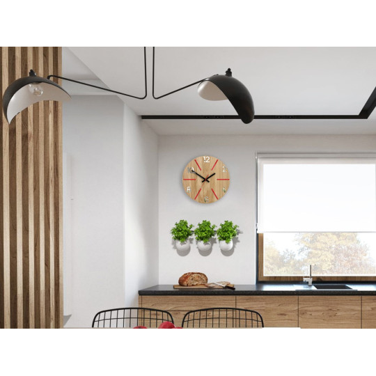 Ceasuri din lemn atemporale AKSEL MIRROR - roșu 33 cm