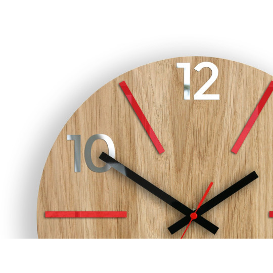 Ceasuri din lemn atemporale AKSEL MIRROR - roșu 33 cm