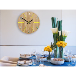 Ceasuri din lemn atemporale AKSEL MIRROR - galben 33 cm