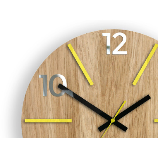 Ceasuri din lemn atemporale AKSEL MIRROR - galben 33 cm