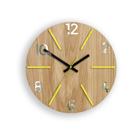 Ceasuri din lemn atemporale AKSEL MIRROR - galben 33 cm