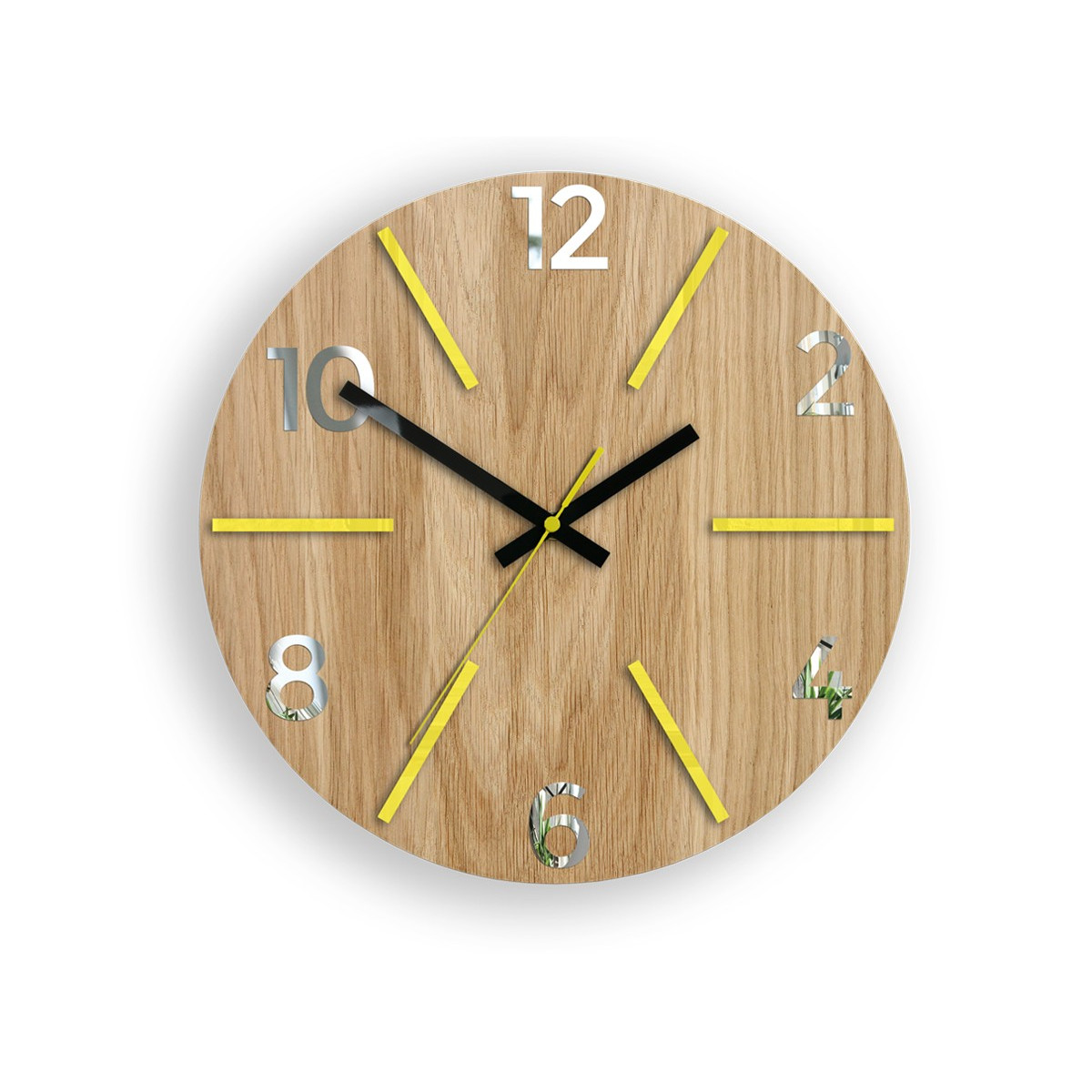 Ceasuri din lemn atemporale AKSEL MIRROR - galben 33 cm