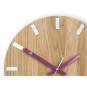 Ceas de perete din lemn SLIM alb și violet 33 cm