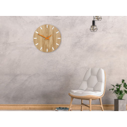 Ceas de perete din lemn SLIM alb-portocalie 33 cm