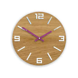 Ceasuri moderne din lemn ARABIC - alb/vișiniu 33 cm