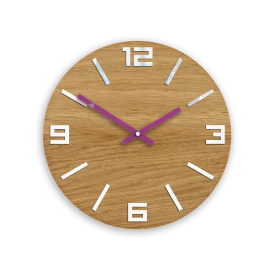 Ceasuri moderne din lemn ARABIC - alb/vișiniu 33 cm