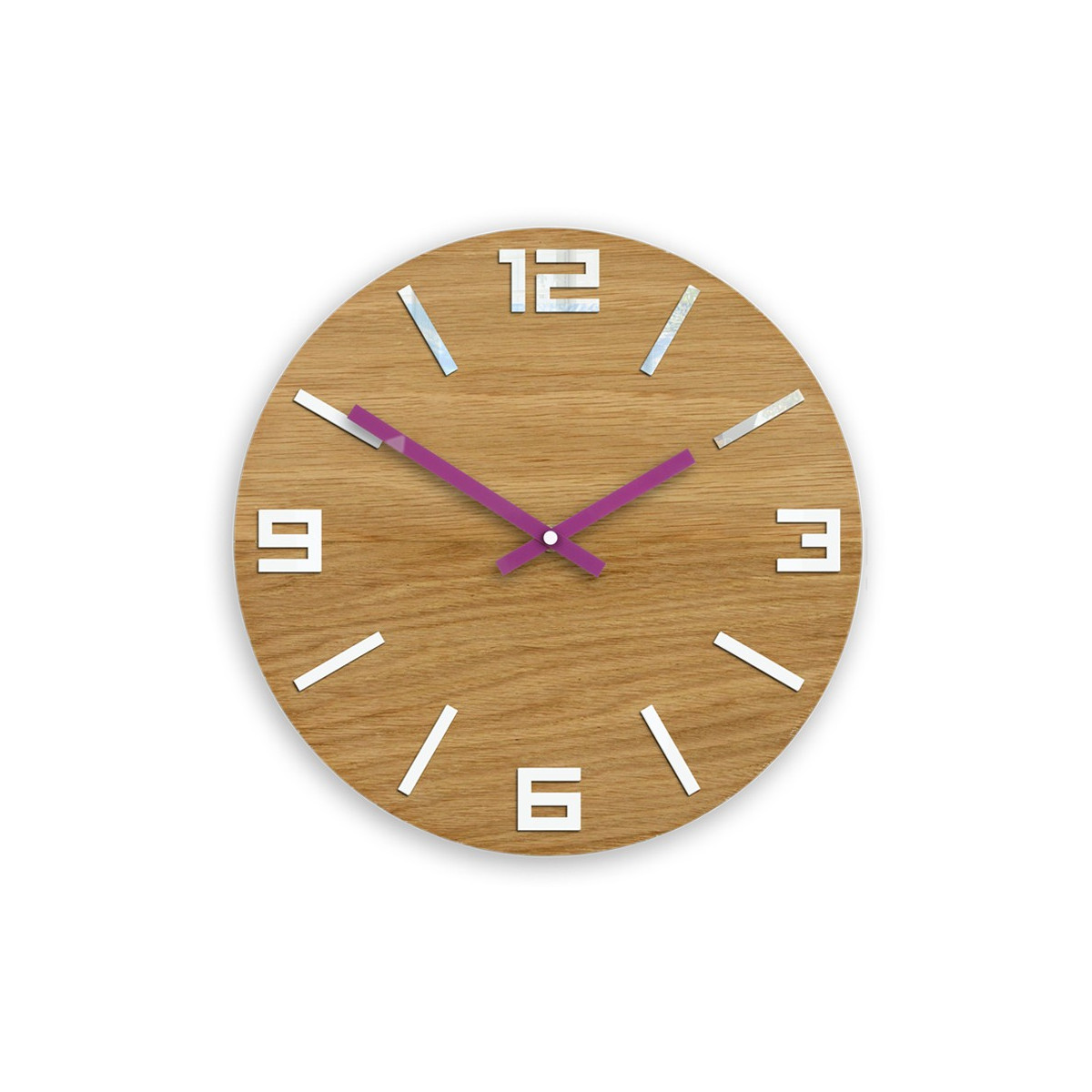Ceasuri moderne din lemn ARABIC - alb/vișiniu 33 cm