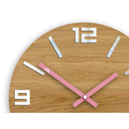 Ceasuri din lemn moderne ARABIC - alb/roz 33 cm