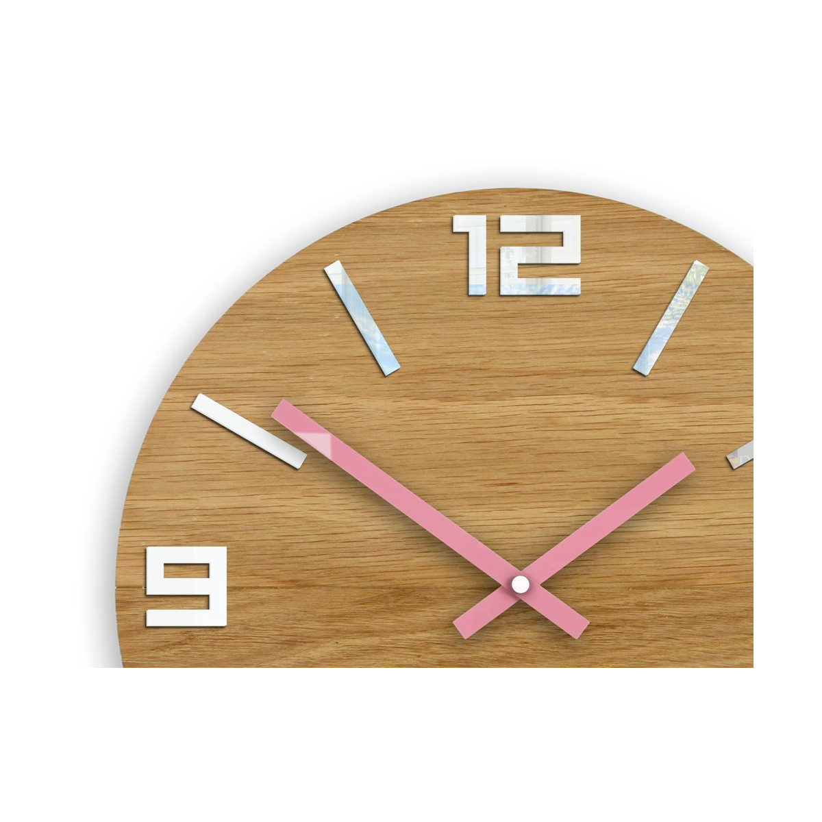 Ceasuri din lemn moderne ARABIC - alb/roz 33 cm