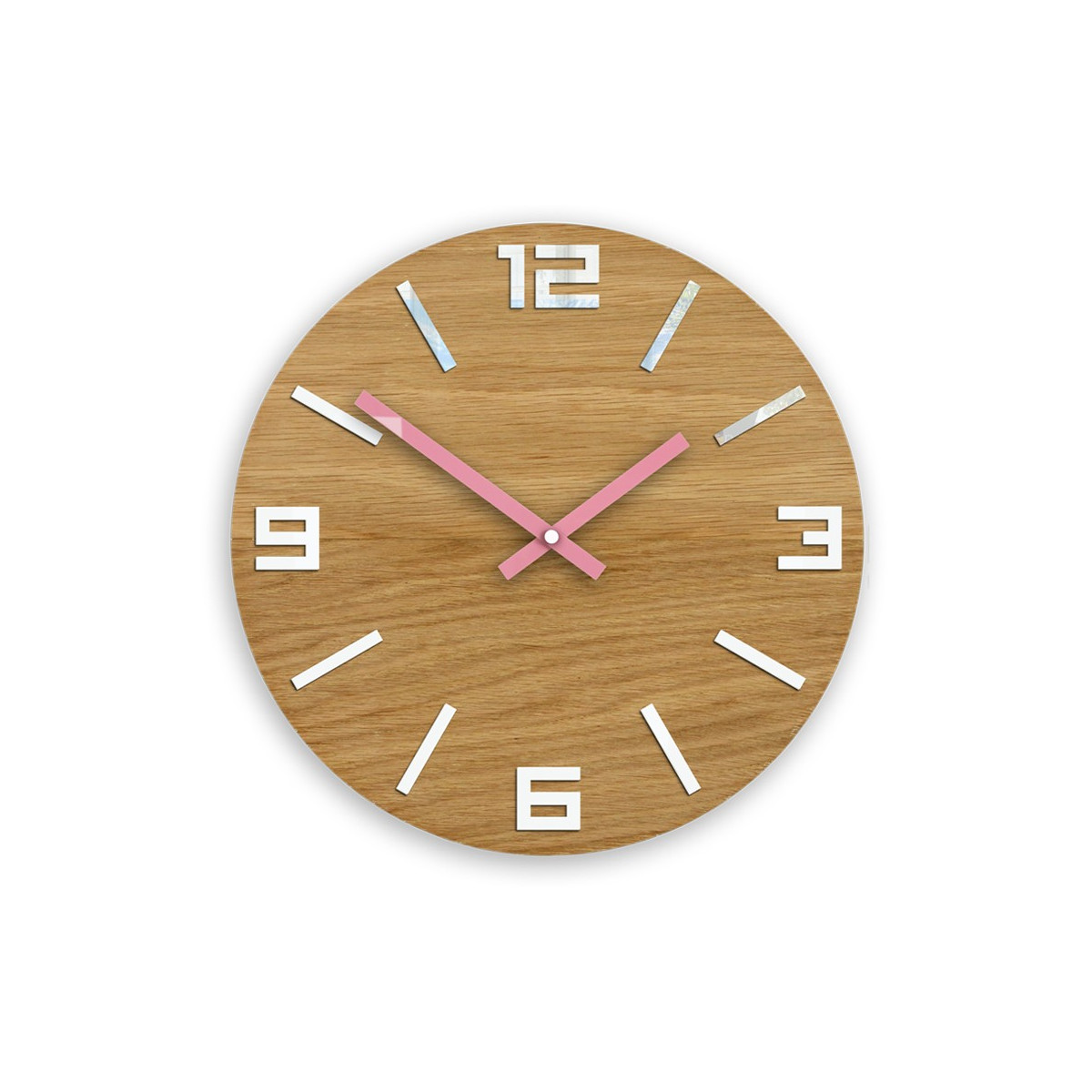Ceasuri din lemn moderne ARABIC - alb/roz 33 cm