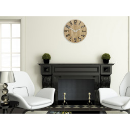 Ceas de perete din stejar SLIM - negru/alb 33 cm