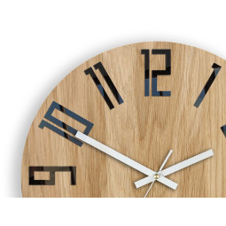 Ceas de perete din stejar SLIM - negru/alb 33 cm