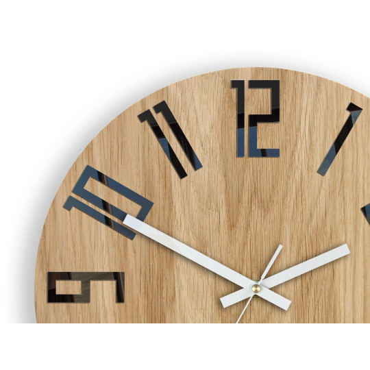Ceas de perete din stejar SLIM - negru/alb 33 cm