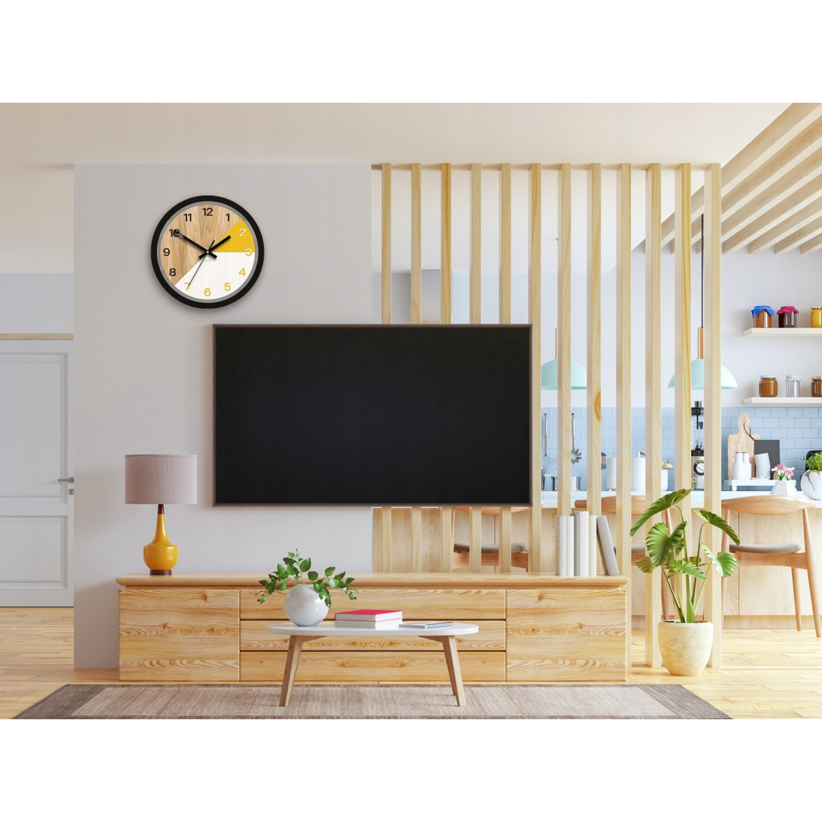 Ceas de perete din lemn Paris galben 33 cm