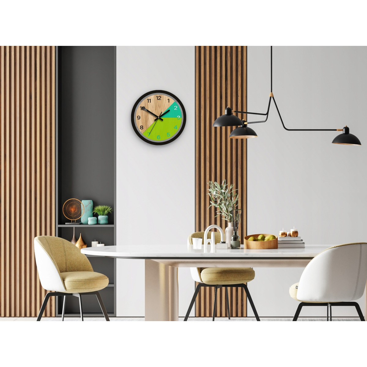 Ceas de perete din lemn Paris verde 33 cm