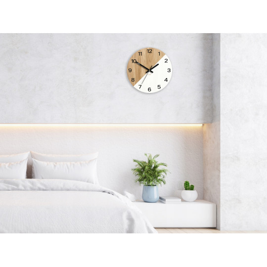 Ceas de perete din lemn alb OKSFORD, 33cm