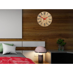 Ceas de perete din stejar SLIM - negru/roșu 33 cm