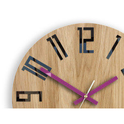 Ceas de perete din stejar SLIM - negru/vișiniu 33 cm