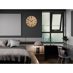 Ceas de perete din stejar SLIM - negru/vișiniu 33 cm