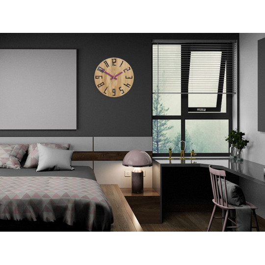 Ceas de perete din stejar SLIM - negru/vișiniu 33 cm