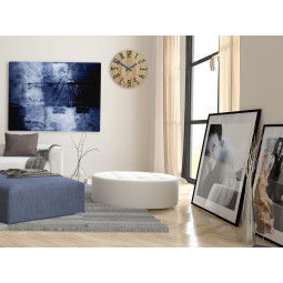 Ceas de perete din stejar SLIM - negru/albastru închis 33 cm