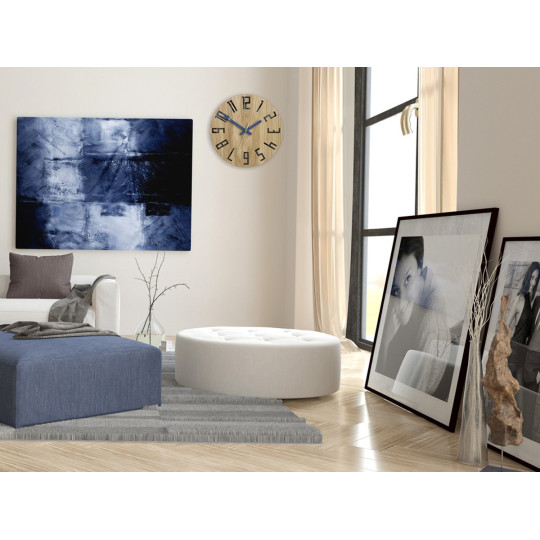 Ceas de perete din stejar SLIM - negru/albastru închis 33 cm