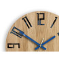Ceas de perete din stejar SLIM - negru/albastru închis 33 cm