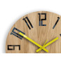 Ceas de perete din stejar SLIM - negru/galben 33 cm