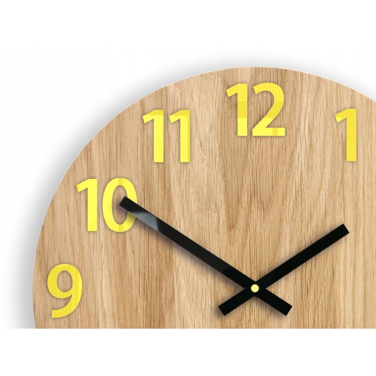 Ceas de perete din lemn AMADEUS galben 33 cm