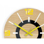 Ceas de perete din stejar, galben, Aladdin 3D, silențios