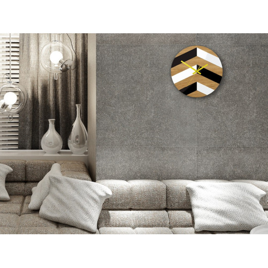 Ceas de lemn din stejar zigzag 33 cm