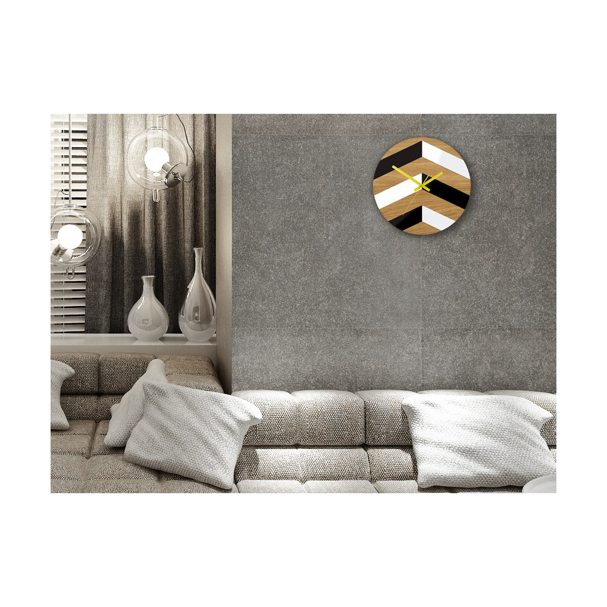 Ceas de lemn din stejar zigzag 33 cm