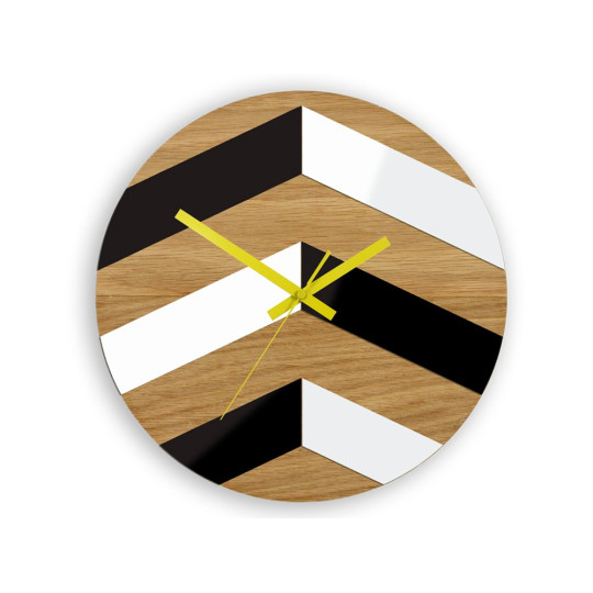 Ceas de lemn din stejar zigzag 33 cm