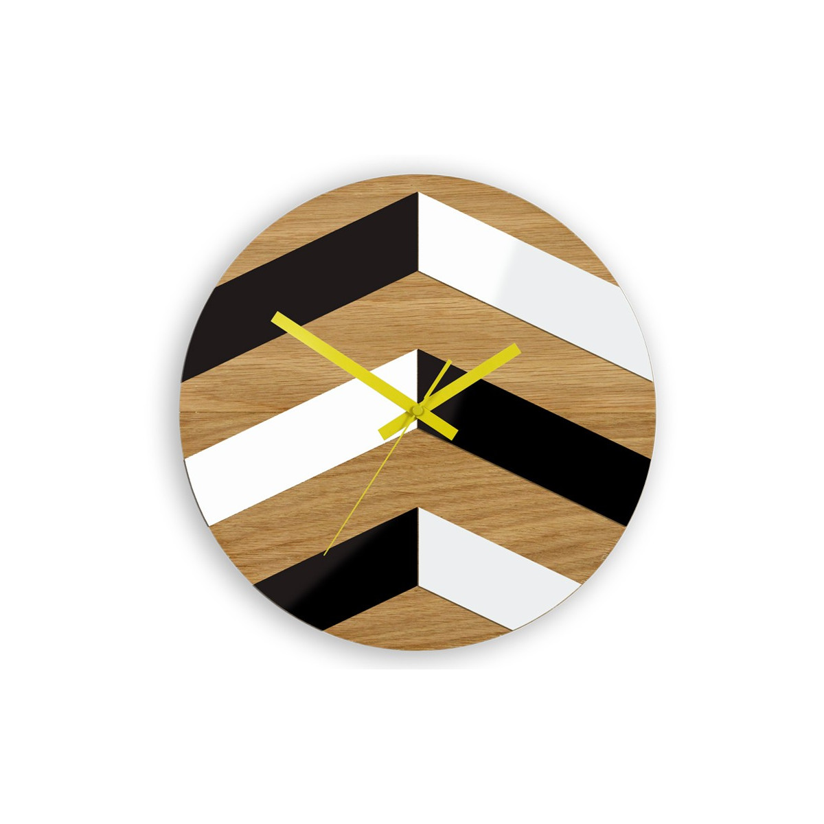 Ceas de lemn din stejar zigzag 33 cm