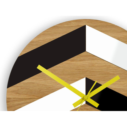 Ceas de lemn din stejar zigzag 33 cm