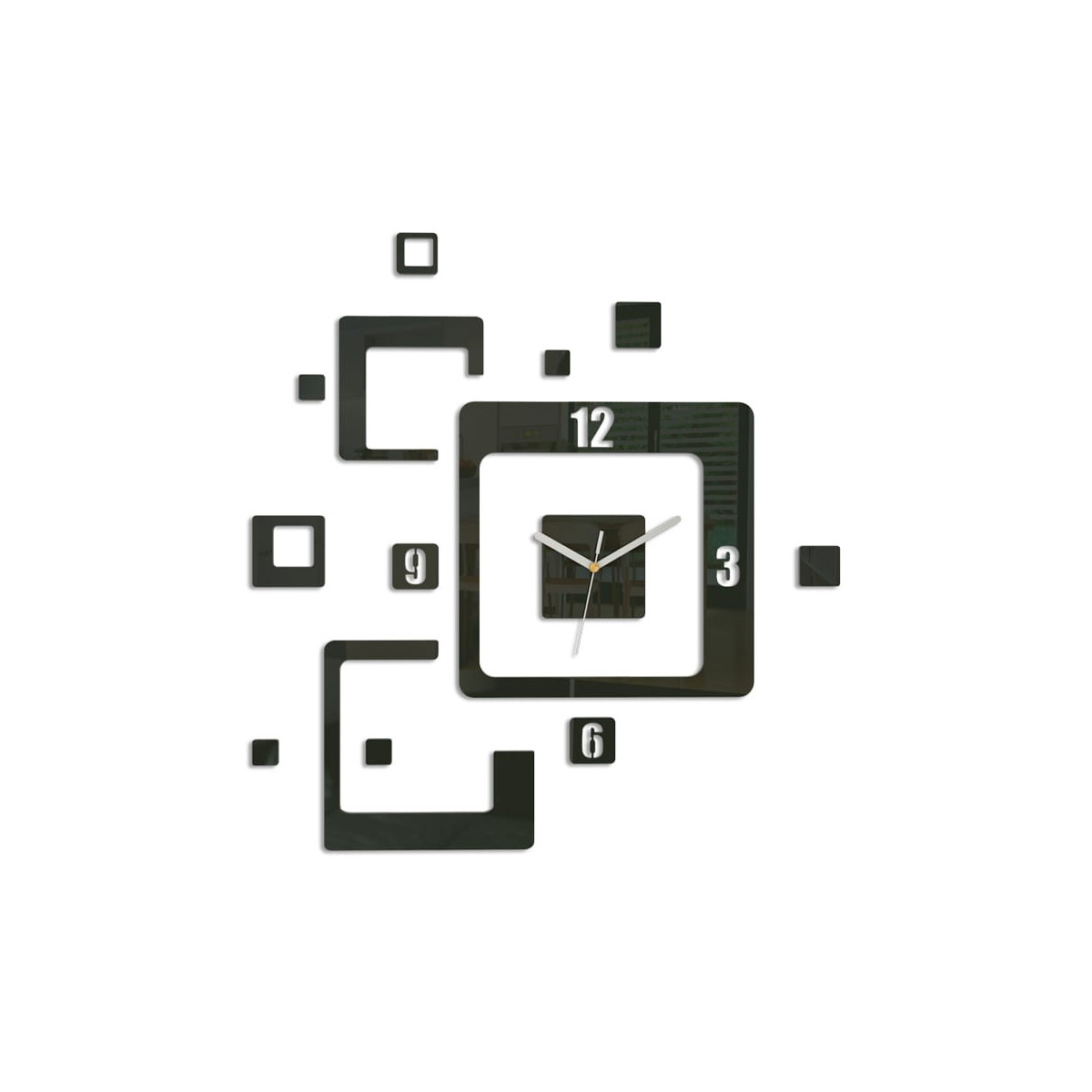 Ceasuri de perete mari pentru living de culoare neagră.