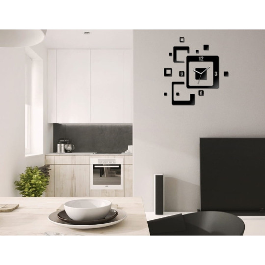 Ceasuri de perete mari pentru living de culoare neagră.
