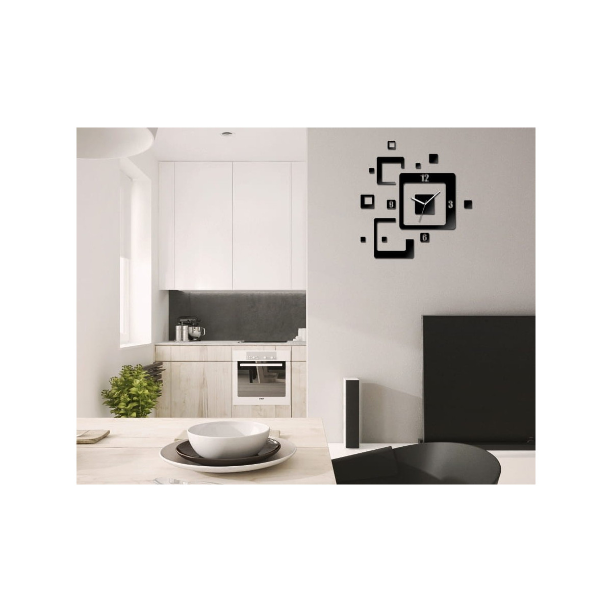 Ceasuri de perete mari pentru living de culoare neagră.
